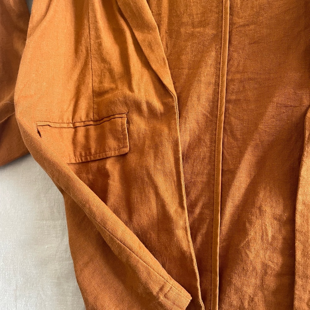 Women's Linen Rust Jacket - Picture 2 of 5